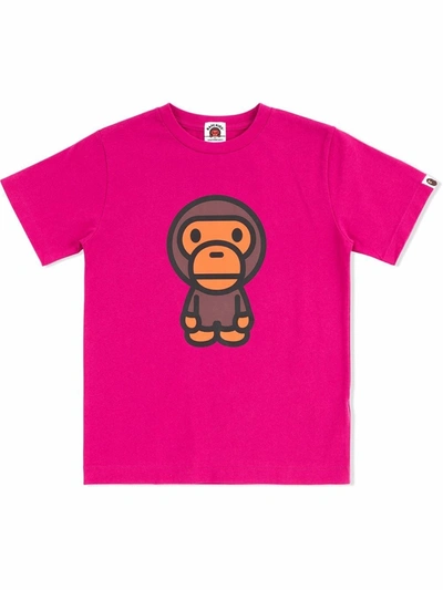 A Bathing Ape Kids' Big Baby Milo T-shirt In Pink