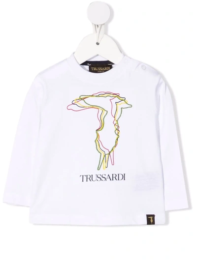 Trussardi Junior Babies' Logo-print Cotton T-shirt In White