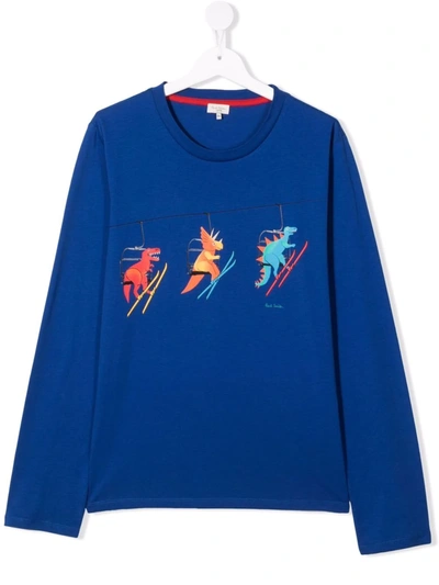 Paul Smith Junior Kids' Gondola Lift Printed T-shirt In Blue