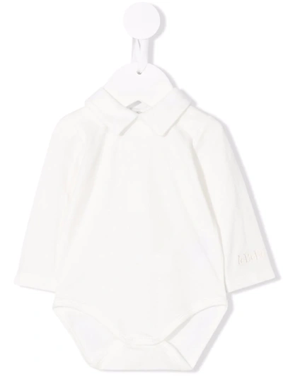 Le Bebé Enfant Babies' Embroidered-logo Cotton Bodysuit In White