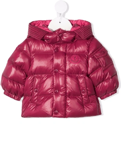 Moncler Babies' Hooded Padded Down Coat In Pink