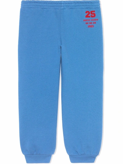 Gucci Kids' 1921 Logo-print Track Trousers In Blue