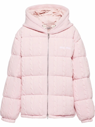 Miu Miu Hooded Cashmere Down Jacket In Petal Pink | ModeSens