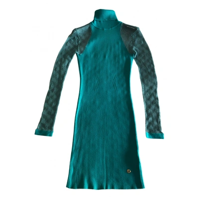Pre-owned Versace Mid-length Dress In Turquoise