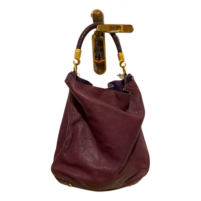 Pre-owned Saint Laurent Roady Leather Handbag In Purple