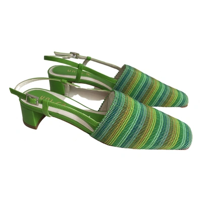 Pre-owned Unisa Cloth Sandals In Green