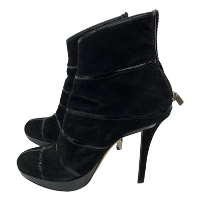 Pre-owned Dior Velvet Ankle Boots In Black