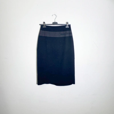 Pre-owned Fendi Linen Maxi Skirt In Black