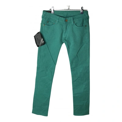 Pre-owned Evisu Slim Jeans In Turquoise