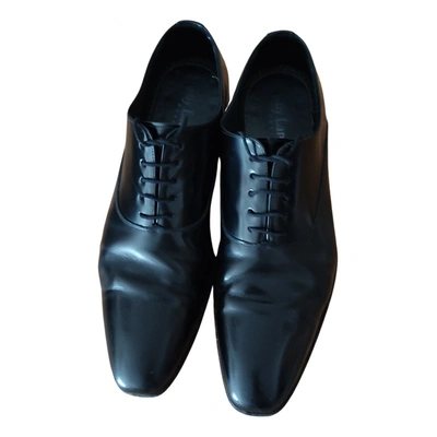 Pre-owned Guy Laroche Leather Flats In Black