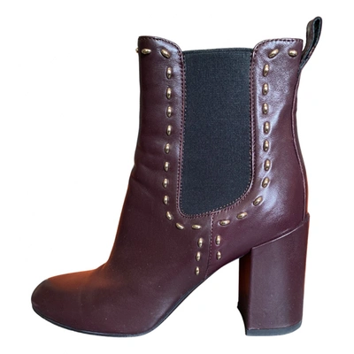 Pre-owned Agl Attilio Giusti Leombruni Leather Ankle Boots In Burgundy