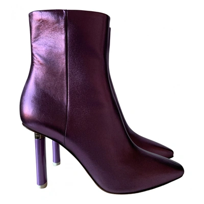 Pre-owned Vetements Leather Ankle Boots In Purple