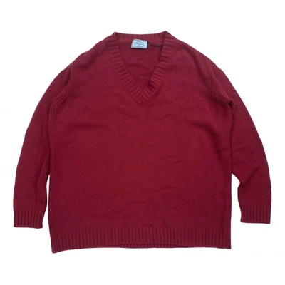Pre-owned Prada Cashmere Cardigan In Red