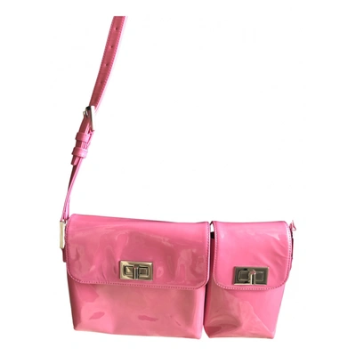 Pre-owned By Far Billy Patent Leather Crossbody Bag In Pink