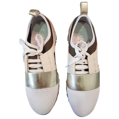 Pre-owned Stokton Leather Trainers In Beige