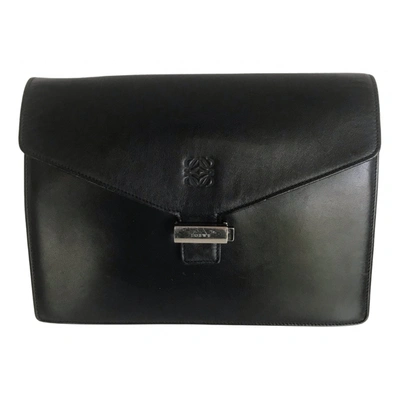 Pre-owned Loewe Leather Clutch Bag In Black