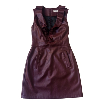 Pre-owned Baum Und Pferdgarten Leather Mini Dress In Burgundy