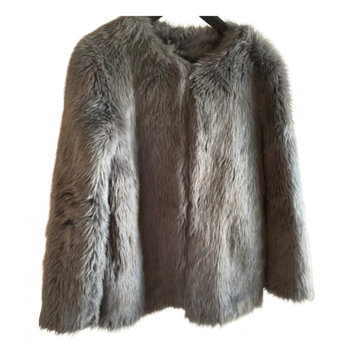Pre-owned Pepe Jeans Faux Fur Coat In Anthracite