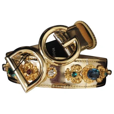 Pre-owned Dolce & Gabbana Patent Leather Belt In Gold