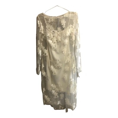 Pre-owned Guy Laroche Lace Mid-length Dress In White