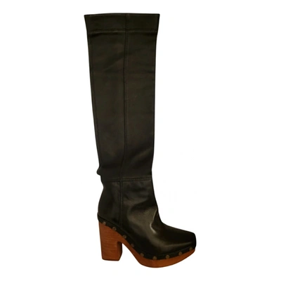 Pre-owned Jacquemus Leather Western Boots In Black