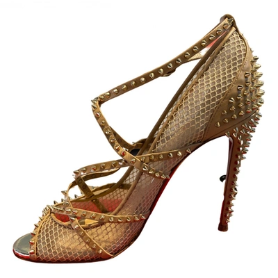 Pre-owned Christian Louboutin Leather Sandal In Beige