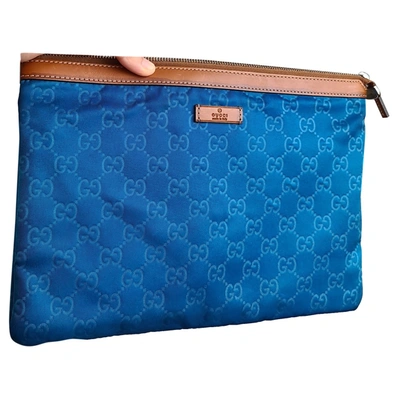 Pre-owned Gucci Cloth Clutch Bag In Blue
