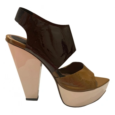 Pre-owned Marni Patent Leather Sandals In Brown