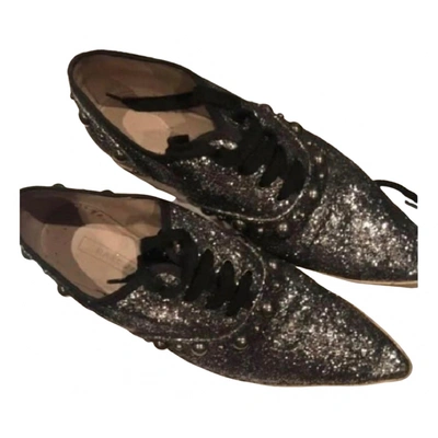 Pre-owned Marc Jacobs Glitter Lace Ups In Black