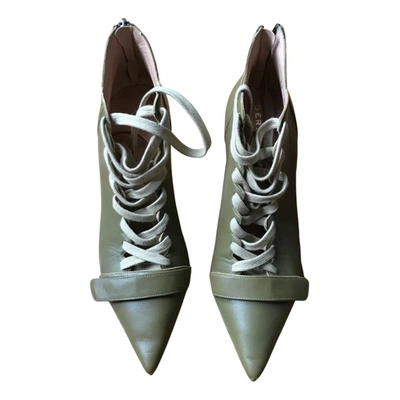 Pre-owned Derek Lam Leather Lace Up Boots In Khaki