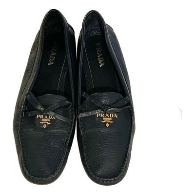 Pre-owned Prada Leather Flats In Blue