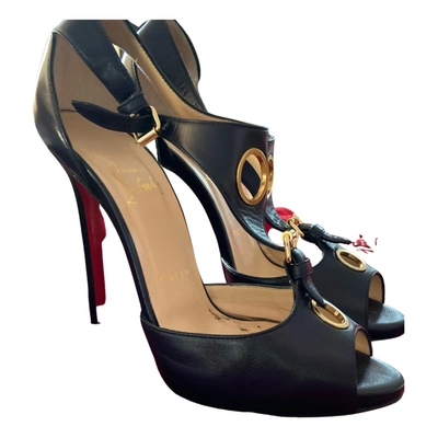 Pre-owned Christian Louboutin Leather Sandals In Navy