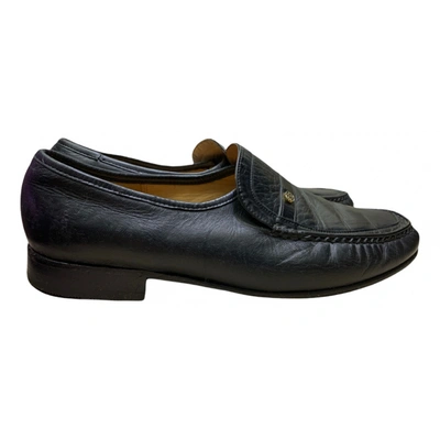 Pre-owned Barker Leather Flats In Black
