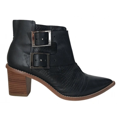 Pre-owned Tibi Leather Ankle Boots In Black