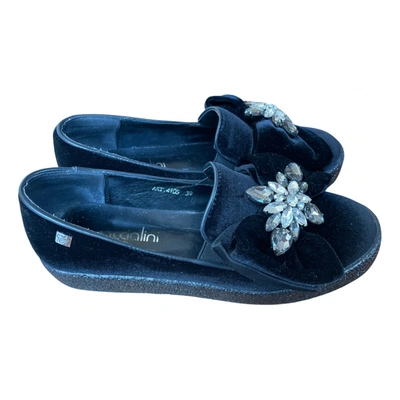 Pre-owned Braccialini Velvet Flats In Black