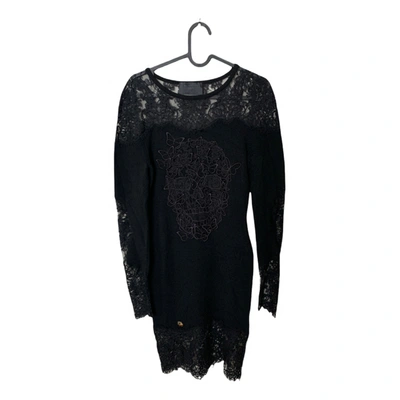 Pre-owned Philipp Plein Wool Mid-length Dress In Black
