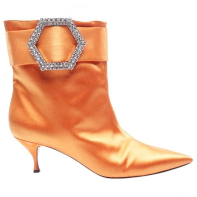 Pre-owned Philipp Plein Cloth Boots In Orange