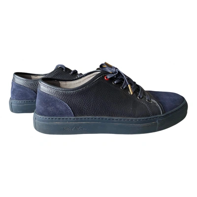Pre-owned Del Toro Leather Trainers In Navy