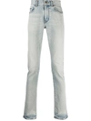Saint Laurent Stonewashed Straight-cut Jeans In Blue