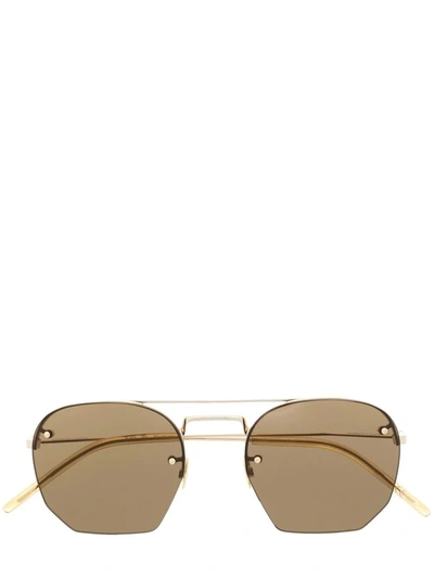 Saint Laurent Sl422 Rimless Aviator-frame Metal Sunglasses In Brown