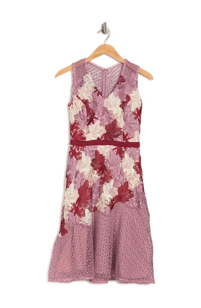 Adelyn Rae Lizette Lace Midi Dress In Cherry Multi