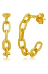 Simona Sterling Silver 21mm Paperclip Chain Hoop Earrings In Gold