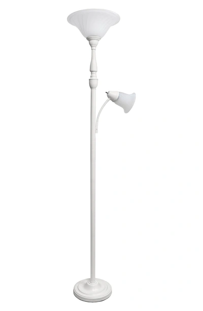 Lalia Home Torchiere Floor Lamp In White/ White Shades