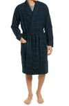 L.l.bean Scotch Plaid Flannel Robe In Black Watch Tartan