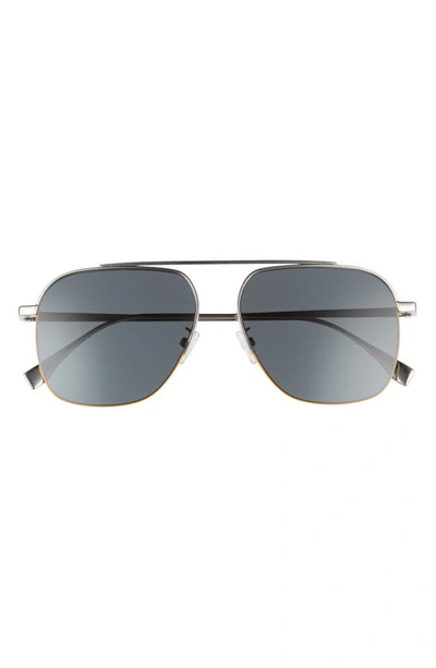 Fendi 57mm Pilot Metal Sunglasses In Palladium