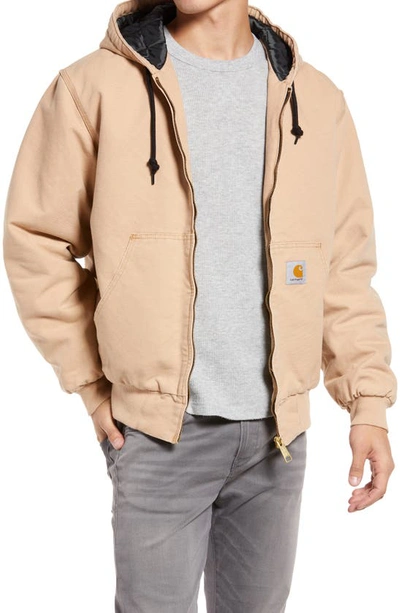 Carhartt Og Active Water Resistant Hooded Jacket In Dusty Brown