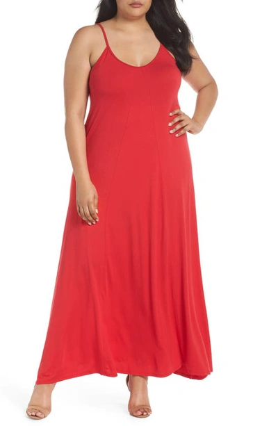 Loveappella A-line Maxi Dress In Lipstick Red