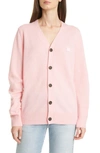 Acne Studios Keve Face Patch Wool Cardigan In Blush Pink
