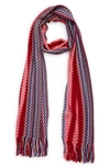 Missoni Zigzag Wool Blend Scarf In Red