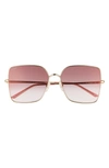 Cartier 59mm Square Sunglasses In Gold/ Rose